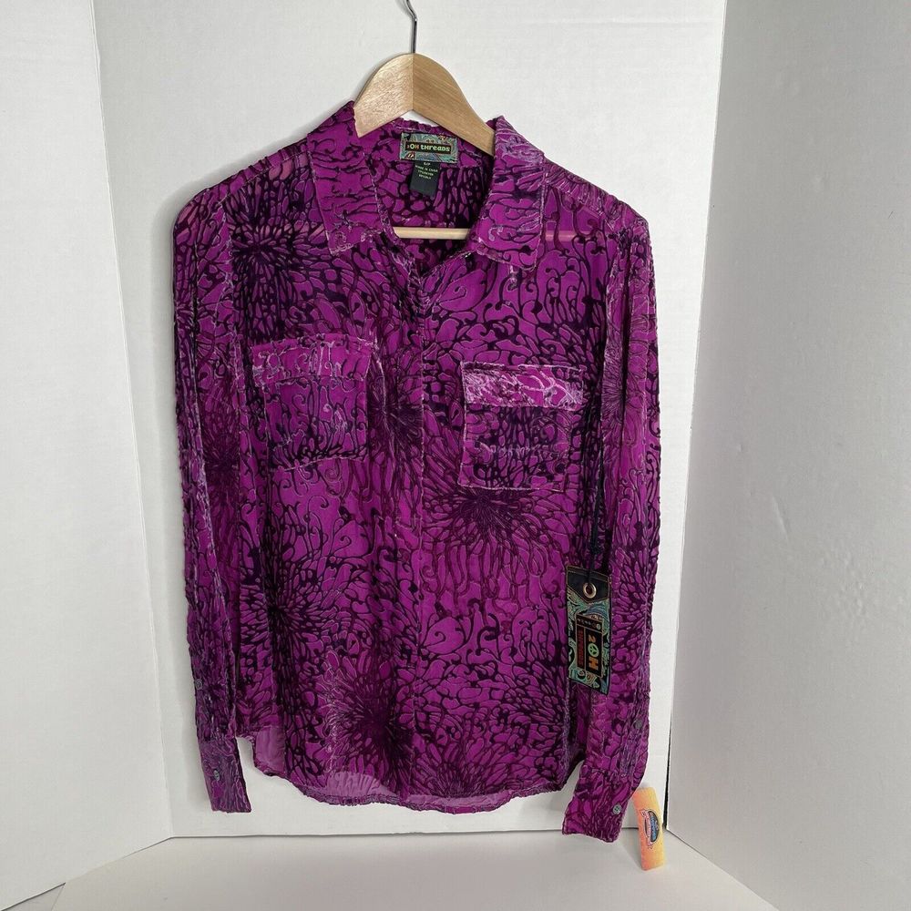 2OH Threads-Two Old Hippies Textured Purple Silk Blend Top NWT-Sz S- MSRP $169